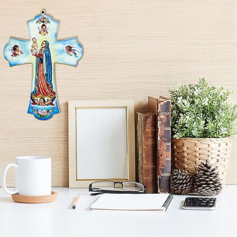 Needzo Our Lady of Guadalupe صليب حائط معلق، ديكور ديني مؤيد للحياة للمنزل، 8 × 6 بوصات in Kuwait