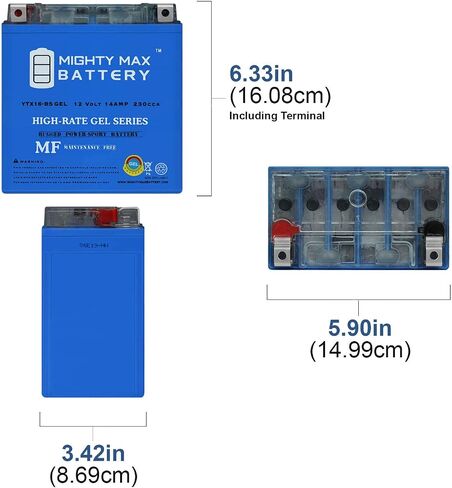 Mighty Max Battery YTX16-BS GEL Battery Replaces Suzuki Boulevard M109R Boss 2006-2017 in Saudi Arabia