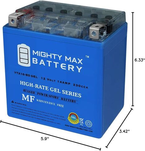 Mighty Max Battery YTX16-BS GEL Battery Replaces Suzuki Boulevard M109R Boss 2006-2017 in Saudi Arabia