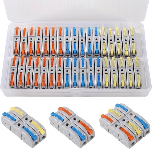 50pcs Lever Wire Connectors SPL-1 Conductor Compact Connectors Lever Connectors Nuts Electrical Connectors Wire Terminals for 28-12AWG Soft & Hard Wire Universal (SPL-1) in Saudi Arabia