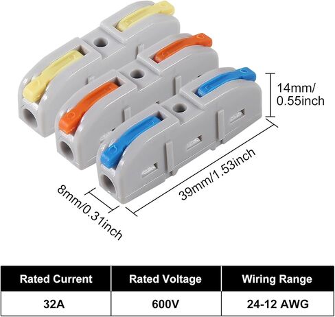 50pcs Lever Wire Connectors SPL-1 Conductor Compact Connectors Lever Connectors Nuts Electrical Connectors Wire Terminals for 28-12AWG Soft & Hard Wire Universal (SPL-1) in Saudi Arabia
