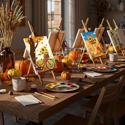 Sherr 24 Pcs Pre Drawn Canvas for Painting Adult Pre Printed Canvas Bulk Sip and Paint Kit Stretched Panels Paint Set for Theme Painting Night Party Favor (Autumn Halloween,8 x 10 Inch) in Kuwait