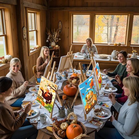 Sherr 24 Pcs Pre Drawn Canvas for Painting Adult Pre Printed Canvas Bulk Sip and Paint Kit Stretched Panels Paint Set for Theme Painting Night Party Favor (Autumn Halloween,8 x 10 Inch) in Kuwait