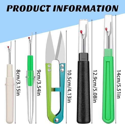 ZMAAGG Seam Ripper-6 PCS Stitch Remover Tool, Seam Rippers for Sewing, Needle Threaders, Tape Measure, Tailors Awl, Thread Snips in Kuwait