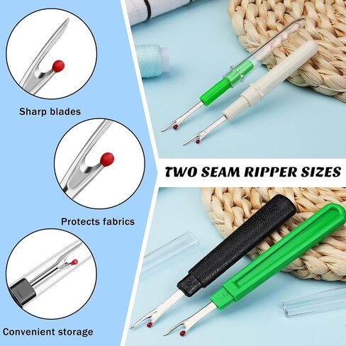 ZMAAGG Seam Ripper-6 PCS Stitch Remover Tool, Seam Rippers for Sewing, Needle Threaders, Tape Measure, Tailors Awl, Thread Snips in Kuwait