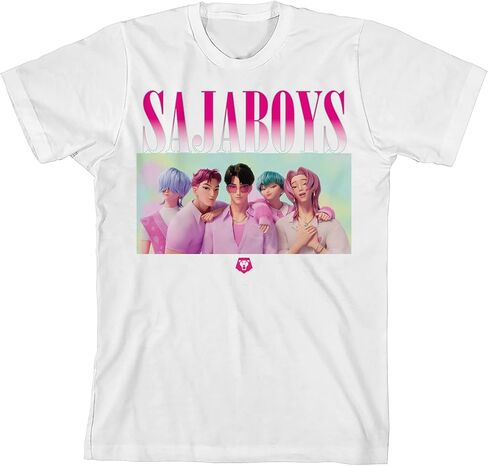 Kpop Demon Hunters Group Saja Boys Youth Black Crew Neck Short Sleeve T-Shirt in Kuwait