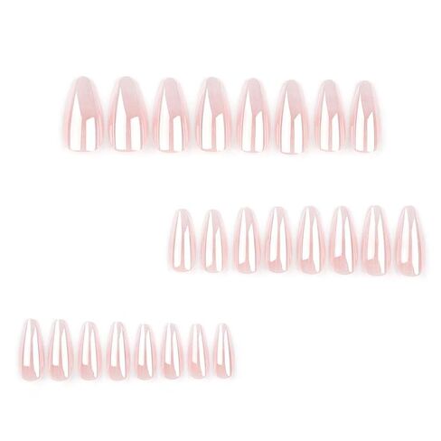 French Press on Nails Medium Rhinestone Pink Fake Nails Almond Bling Glossy 3D Flower False Nail Tips Artificial Nails Finger Manicure for Women&Girls -24 pcs in Kuwait
