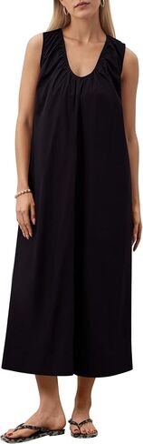 Maxi Dress for Women Sleeveless Long Summer Sundresses Flowy Vacation Beach Cotton Dress with Pockets in Kuwait