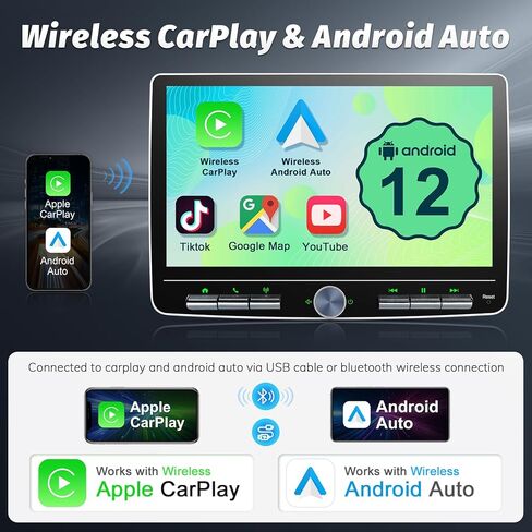 Android Car Stereo Radio for Dodge Ram 1500 2500 3500 2013-2018 with Wireless Carplay Wireless Android Auto, 8 Core 9 Inch Touchscreen Head Unit with Bluetooth/WiFi/DPS/EQ Backup Camera(2+32G) in Kuwait