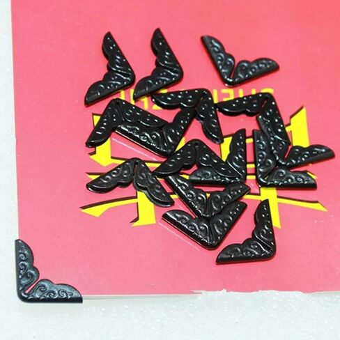 200PCS Vintage Book Corner Protector Metal，Corner Cover for Scrapbook，Protector File Folder Corner，Decorative Protector for Scrapbook Album Men，for Crafting Scrapbooking Photo Angle Book Cover Menus in Kuwait