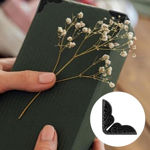 200PCS Vintage Book Corner Protector Metal，Corner Cover for Scrapbook，Protector File Folder Corner，Decorative Protector for Scrapbook Album Men，for Crafting Scrapbooking Photo Angle Book Cover Menus in Kuwait