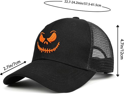 Halloween Hat, Baseball Cap for Men Women,Black Trucker Hats Adjustable in Saudi Arabia