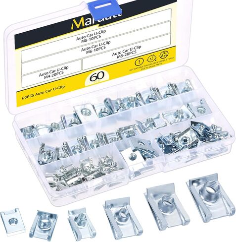 50Pcs M4 M5 M6 M8 M10 Auto Car U-Clip, Automotive U Nut Clips U-Style Clip-On Nuts U Fastener Clips U Clip Nuts for Engine Fender Bumper Dash Door Panel Interior, Carbon Steel in Saudi Arabia