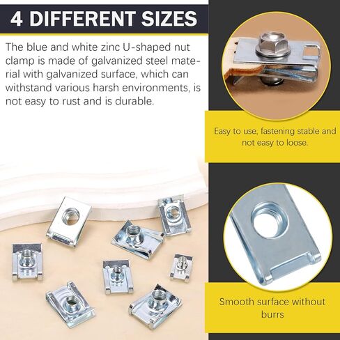 50Pcs M4 M5 M6 M8 M10 Auto Car U-Clip, Automotive U Nut Clips U-Style Clip-On Nuts U Fastener Clips U Clip Nuts for Engine Fender Bumper Dash Door Panel Interior, Carbon Steel in Saudi Arabia