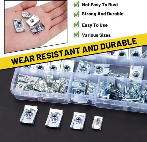 50Pcs M4 M5 M6 M8 M10 Auto Car U-Clip, Automotive U Nut Clips U-Style Clip-On Nuts U Fastener Clips U Clip Nuts for Engine Fender Bumper Dash Door Panel Interior, Carbon Steel in Saudi Arabia