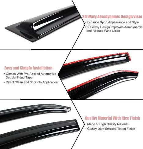JDM 3D Style Smoked Window Visor Shade Rain Guard متوافق مع 2006-2012 Toyota RAV4 in Saudi Arabia