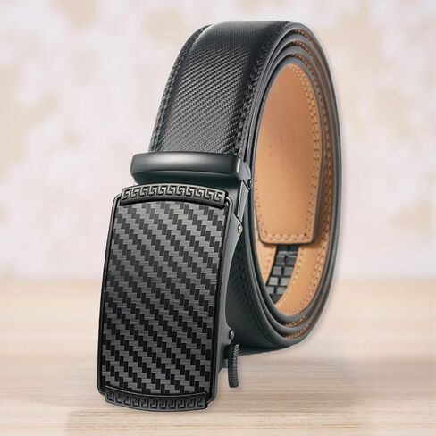 Men's Premium Leather Dress Belt – Black Adjustable Strap with Click Lock Buckle for Formal & Casual Wear | Business in Saudi Arabia