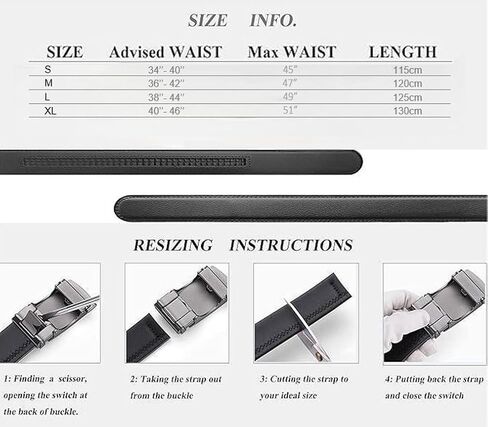 Men's Premium Leather Dress Belt – Black Adjustable Strap with Click Lock Buckle for Formal & Casual Wear | Business in Saudi Arabia