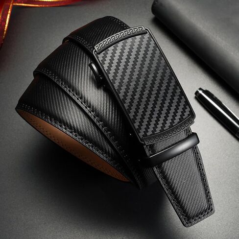 Men's Premium Leather Dress Belt – Black Adjustable Strap with Click Lock Buckle for Formal & Casual Wear | Business in Saudi Arabia