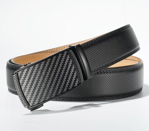 Men's Premium Leather Dress Belt – Black Adjustable Strap with Click Lock Buckle for Formal & Casual Wear | Business in Saudi Arabia