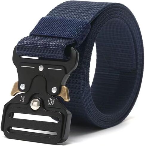Men's Adjustable Canvas Belt with Embossed Detail Buckle One Size Fits Most, Durable Casual Belt for Fashion Jeans in Saudi Arabia