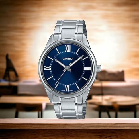 Casio MTP-V005D-2B5 Men's Standard Stainless Steel Blue Roman Dial Analog Watch in Saudi Arabia