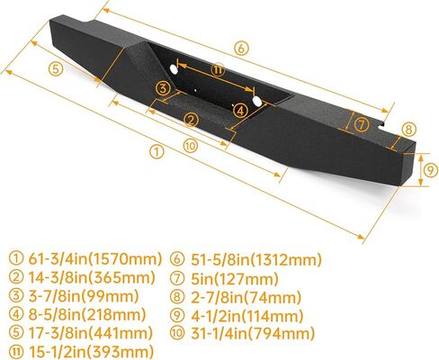 KUAFU Rear Bumper Compatible with 1993-2011 Ford Ranger Pickup Heavy-Duty Steel in Saudi Arabia