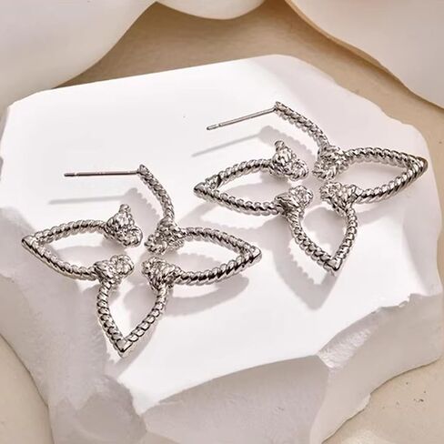 Large Statement Flower Hoop Earrings for Women,Boho Statement Elegant Vintage Thick Unique Chunky Floral Jewelry Petal Earrings For Formal Wedding Birthday in Kuwait