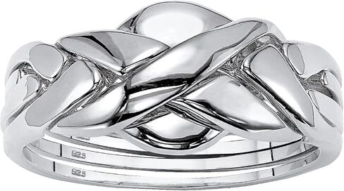 Platinum over Sterling Silver Interlocking Puzzle Ring in Saudi Arabia