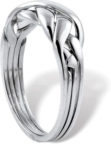 Platinum over Sterling Silver Interlocking Puzzle Ring in Saudi Arabia