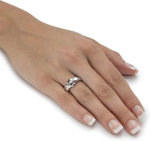 Platinum over Sterling Silver Interlocking Puzzle Ring in Saudi Arabia