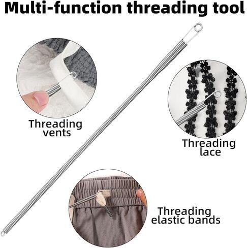 2pcs Drawstring Threader Tool, Metal Spring Threader Drawstring Tool Flexible Elastic Easy Replacement Rope String Threader for Hoodies Pants Sweatpants Jackets Trunks Trousers in Kuwait