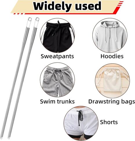 2pcs Drawstring Threader Tool, Metal Spring Threader Drawstring Tool Flexible Elastic Easy Replacement Rope String Threader for Hoodies Pants Sweatpants Jackets Trunks Trousers in Kuwait