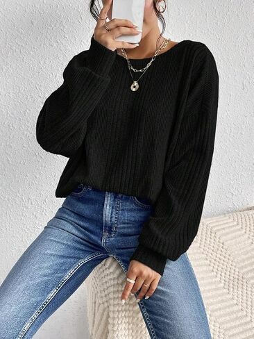 Womens Long Sleeve Crew Neck Tee Tops Casual Solid Color Criss-Cross Back T-Shirt Blouse Fall in Saudi Arabia