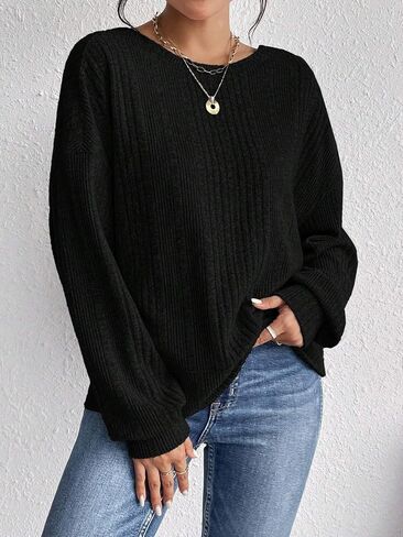 Womens Long Sleeve Crew Neck Tee Tops Casual Solid Color Criss-Cross Back T-Shirt Blouse Fall in Saudi Arabia