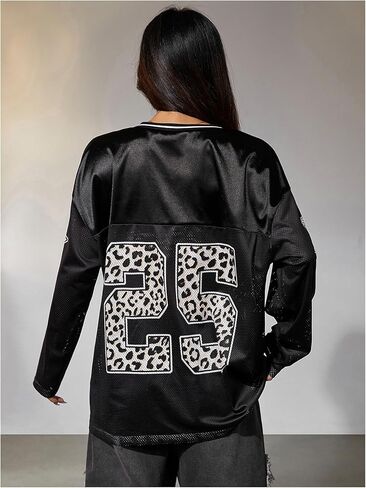 قمصان Verdusa النسائية كبيرة الحجم من الجيرسيه بطبعة الفهد Y2K، تي شيرتات برسومات وأكمام طويلة ملابس الشارع in Kuwait