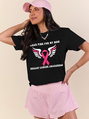 Breast Cancer Awareness Shirt Women Breast Cancer Survivor Shirts Pink Ribbon We Fight Together Warrior Short Sleeve Top in Saudi Arabia