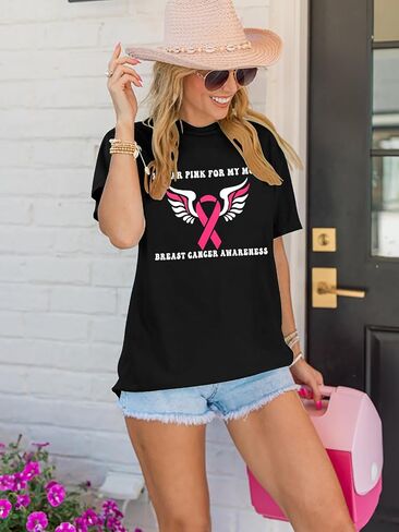 Breast Cancer Awareness Shirt Women Breast Cancer Survivor Shirts Pink Ribbon We Fight Together Warrior Short Sleeve Top in Saudi Arabia