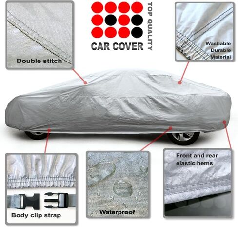 غطاء سيارة من 4 طبقات من القطن الناعم المرصع بالطلاء يحمي جميع الأحوال الجوية في الأماكن المغلقة والخارجية وواقي السيارات من نسيج مسامي مع طلاء مقاوم للماء وحماية من الغبار والشمس والمطر لسيارة سيدان بالحجم الكامل in Kuwait