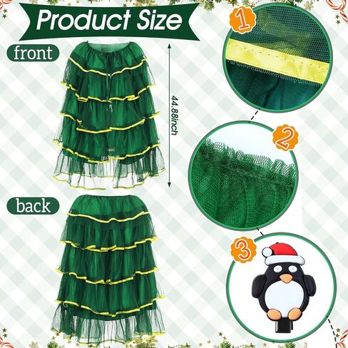 Mepase 32 Pcs Christmas Tree Costumes Outfit for Women Including Xmas Cloak Christmas Tree Headband with 10 Hair Clips 10 Bow Clips 10 Xmas Balls Decor for Holiday Party Costume Cosplay Covers in Saudi Arabia