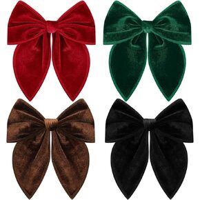 Christmas Hair Bows for Girls, 4 Pcs Velvet Hair Bows Velvet Bow Hair Clips Fable Hair Bows Christmas Hair Accessories for Little Girls Toddler Kids (Medium, 5in) in Kuwait