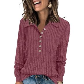 DB MOON Womens Long Sleeve Collared Shirt Lightweight Striped Sweaters 2025 Fall Blouses Business Casual Tops in Kuwait