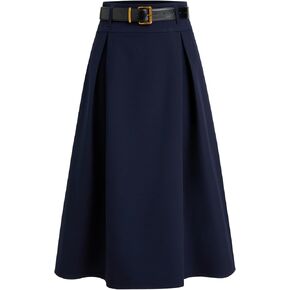 تنورة CIDER مطوية للنساء ماكسي A Line سادة بخصر متوسط ​​مع حزام، تنورة متوسطة الطول أنيقة كاجوال in Kuwait