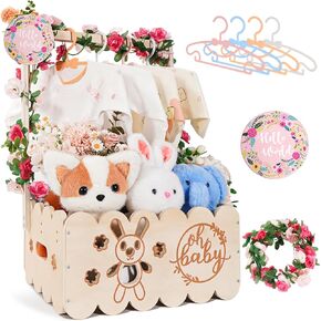 خزانة قفص استحمام خشبي للأطفال، سلة استحمام للأطفال بمقبض وإكليل، قفص خشبي، سلال أطفال سهلة التجميع للأولاد حديثي الولادة والبنات، هدايا الحمل للآباء الجدد in Kuwait