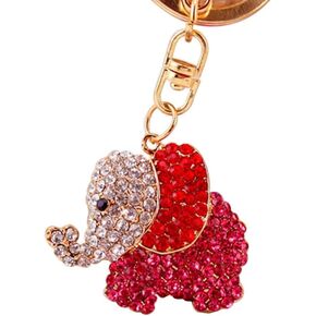 حزمة واحدة لطيف الحيوانات الفيل الملونة حجر الراين سلسلة مفاتيح السيارة حلقة سلسلة هدية حزمة هدية مشبك السحر in Kuwait