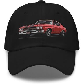 1970 Chevelle SS Classic Muscle Car Dad Hat - تصميم SS أحمر عتيق، قبعة بيسبول قابلة للتعديل in Saudi Arabia