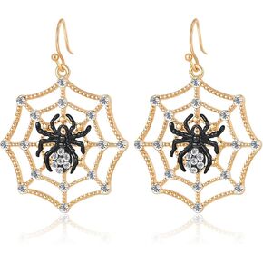 Halloween Earrings for Women,Spider Web Dangle Drop Earrings with Rhinestone Spider,Spider Charm Dangle Earrings,Halloween Festival Jewelry Gifts for Women in Kuwait