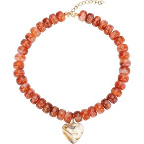 ميزة ملونة بالخرز ببيان بوهو مختنقات قلادة قلب وردي أخضر أصفر أزياء المجوهرات in Kuwait