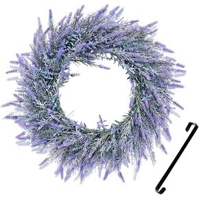 20 Inch Spring Summer Artificial Lavender Wreath, Purple Lavender Wreaths with A Wreath Hanger, Summer Wreaths for Front Door Wall Window Entryway Farmhouse Porch Room Wedding Decorations in Saudi Arabia