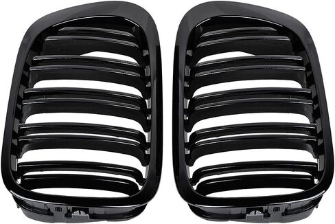 Front Upper Shiny Glos Black Kidney Grille Grill Compatible with 1999-2002 E46 2-Door Coupe Cabriolet 2DR in Saudi Arabia
